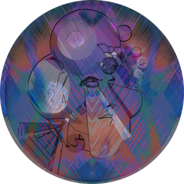 A digital collage with a greek sculpture face and drug molecules