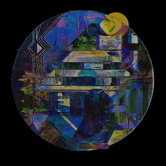 An abstract graphical flowers gif changing colors