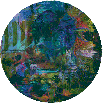 A digital collage with a greek sculpture face and drug molecules